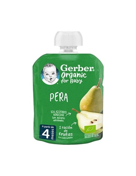Pouch fruta bebé, Pera, bolsita infantil snack +6m 90 g (Pera) Gerber Organic