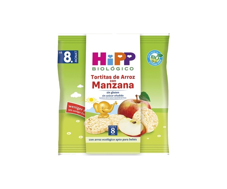 Tortitas de arroz con manzana Bio 30 g HiPP
