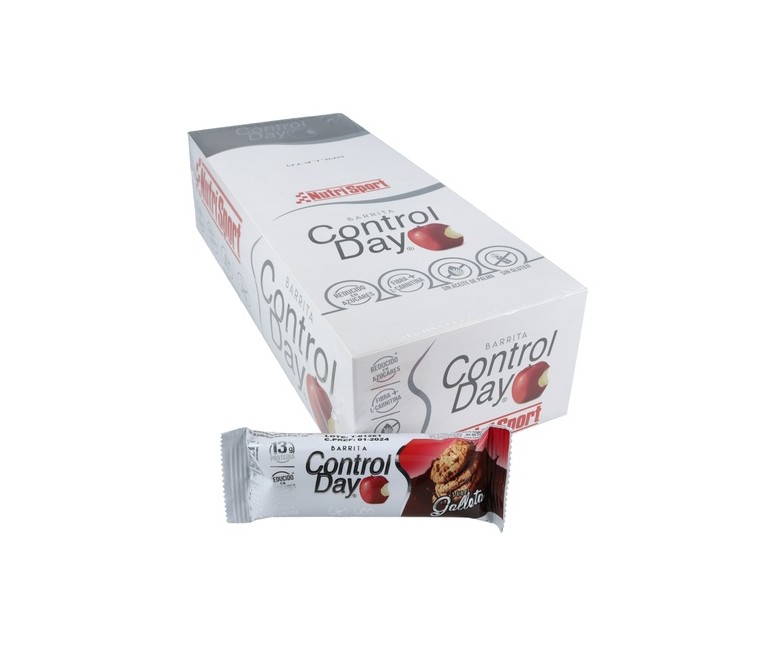 Caja de barritas control day de galleta 28 barritas de 44g (Galleta) Nutrisport