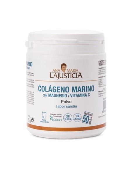 Colágeno Marino con Magnesio y Vitamina C sabor Sandía 350 g (Sandía) Ana Maria Lajusticia®