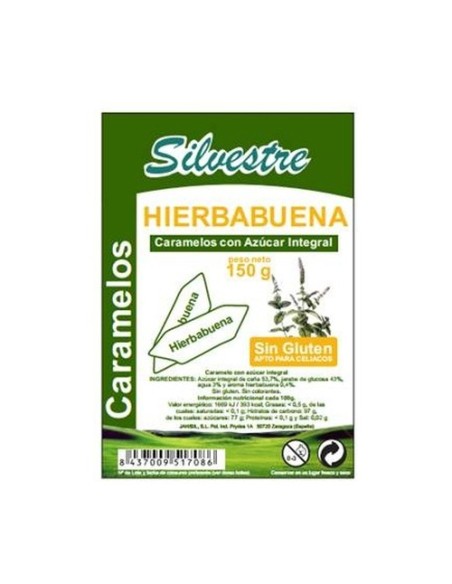 Caramelos De Hierbabuena Con Azúcar Integral Sin Gluten 150 g Silvestre
