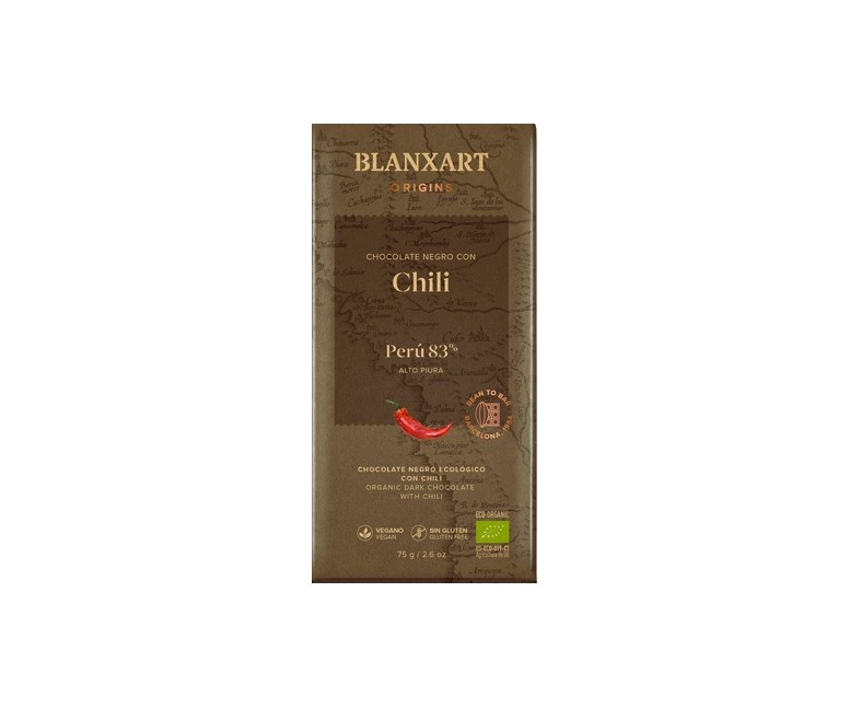 Chocolate Perú 83% con chili 75 g Blanxart