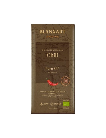 Chocolate Perú 83% con chili 75 g Blanxart