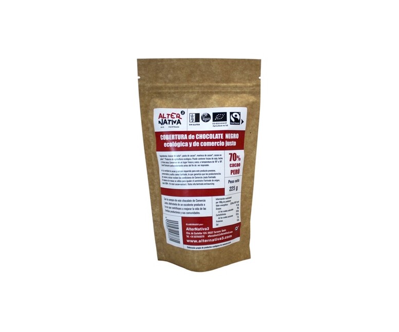 Cobertura chocolate 70% cacao Bio 1 kg de polvo Alternativa3