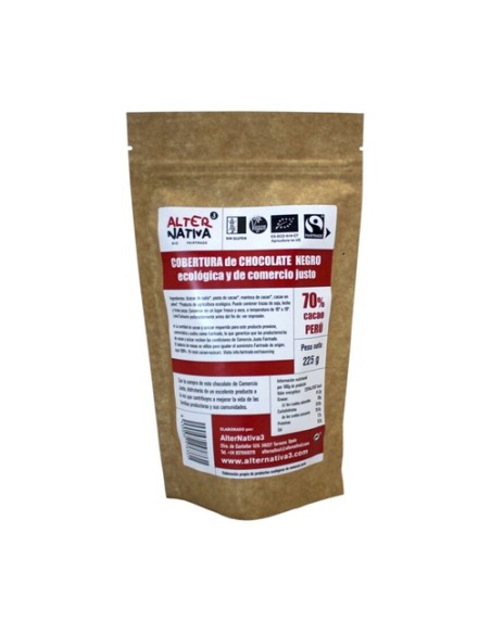 Cobertura chocolate 70% cacao Bio 1 kg de polvo Alternativa3