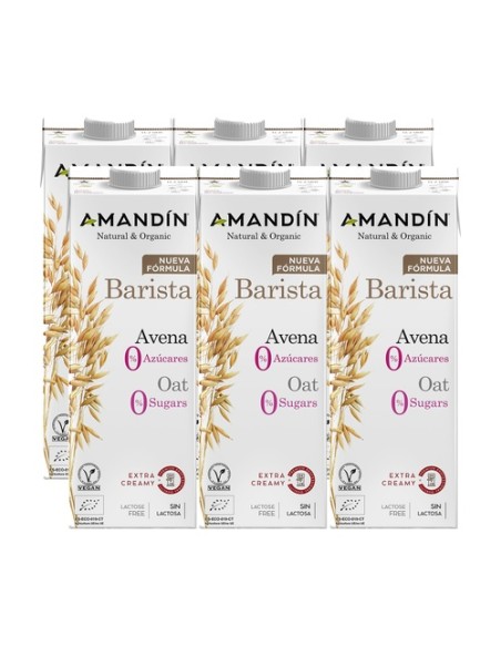 Pack Bebida vegetal de avena barista 0% azúcar 6 unidades de 1L Amandin