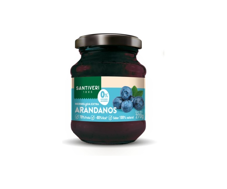 Mermelada de arándano 0% azúcares 270 g Santiveri