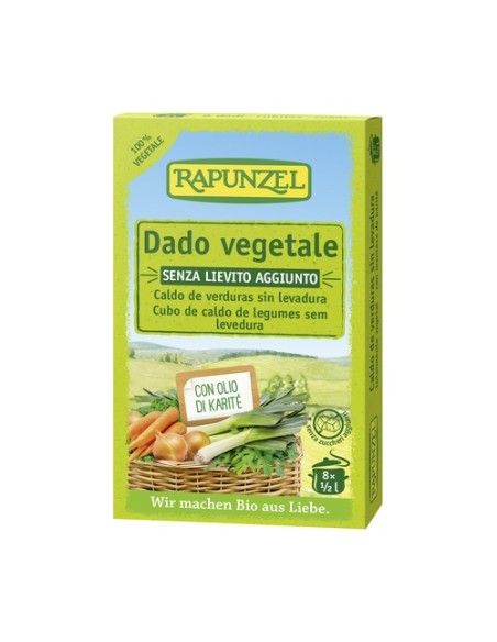 Caldo verduras cubitos sin levadura 8 unidades de 10g Rapunzel