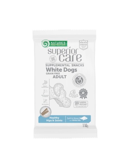 Superior care snack white dogs caderas y articulaciones 110g (adultos) 110 g (Pescado) Nature's Protection
