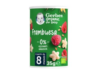 Snacks bebé, puffs de Cereales y Frambuesa +8m