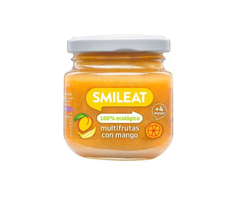Tarrito de multifrutas con mango ecológico 4m+ 130 g (Frutas - Mango) Smileat
