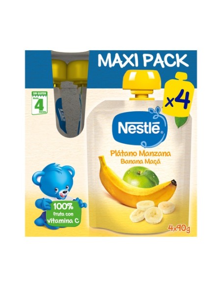 Pack bolsita plátano y manzana 4 unidades de 90 g Nestlé Bebé