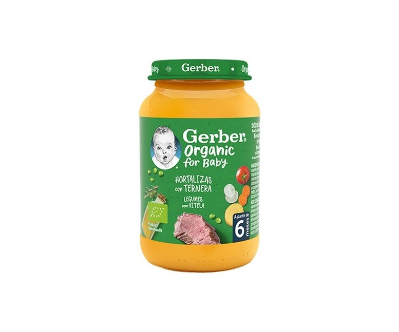 Tarrito bebé, Hortalizas y Ternera 190 g (Ternera - Carne) Gerber Organic