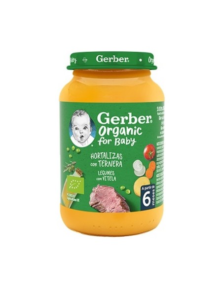 Tarrito bebé, Hortalizas y Ternera 190 g (Ternera - Carne) Gerber Organic