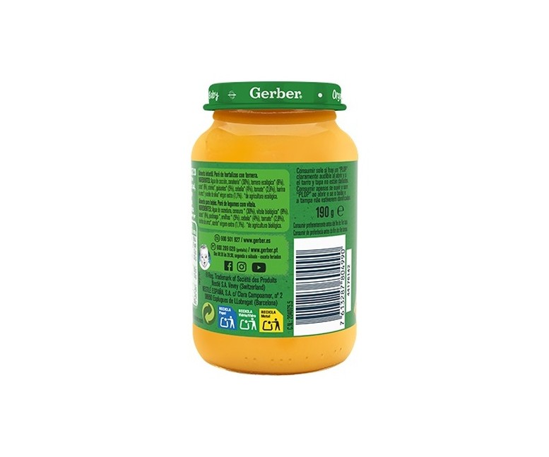 Tarrito bebé, Hortalizas y Ternera 190 g (Ternera - Carne) Gerber Organic