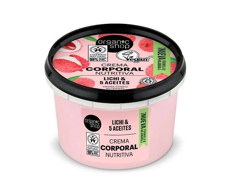 Crema corporal nutritiva lichi-5 aceites 250 ml Organic Shop