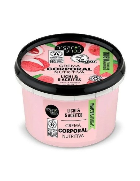 Crema corporal nutritiva lichi-5 aceites 250 ml Organic Shop