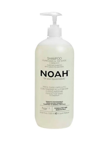 Champú purificante con té verde y albahaca 1000 ml Noah