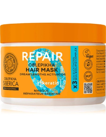 Oblepikha mascarilla reparadora queratina 300 ml Natura Siberica