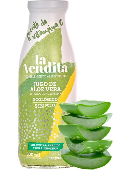 Jugo de aloe vera 100% sin pulpa eco 500 ml La Vendita