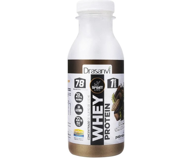 Botella Whey Proteína Doble Chocolate Sport 30 gr Drasanvi