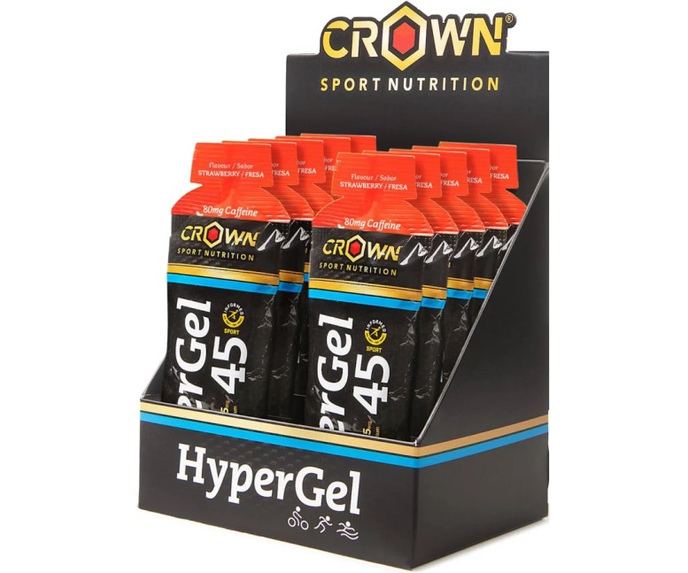 Hypergel 45 fresa + cafeína fresa cafeína 10 x 75 gr Crown Sport Nutrition