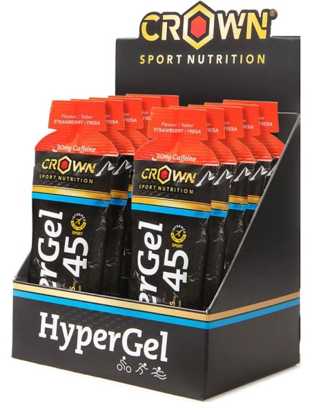 Hypergel 45 fresa + cafeína fresa cafeína 10 x 75 gr Crown Sport Nutrition