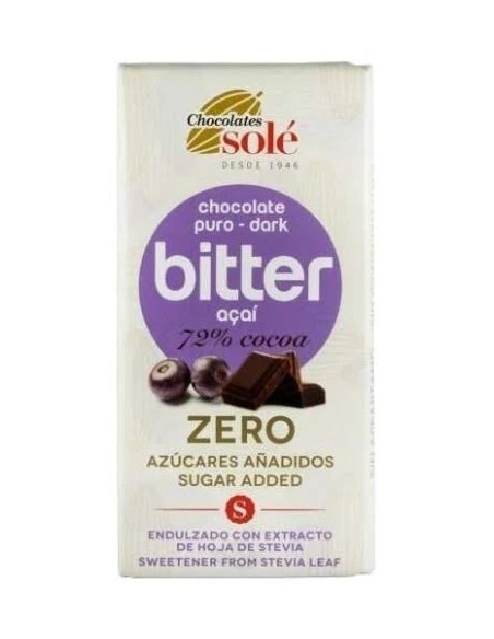 Chocolate negro 72% con açai y stevia 100 gr Chocolates Sole