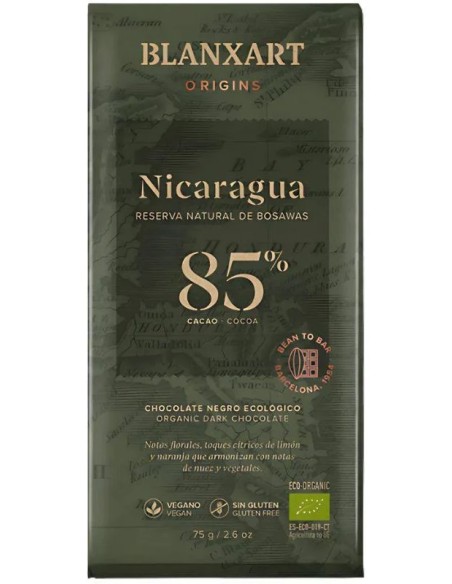 Chocolate negro 85% nicaragua eco 75 gr Blanxart