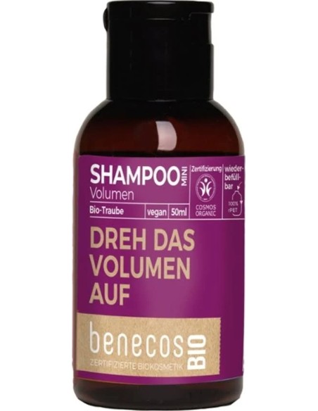 Champú volumen uva mini viaje bio vegano 50 ml Benecos