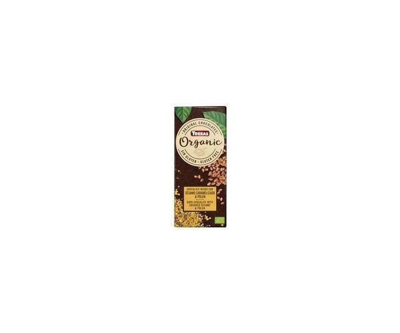 Chocolate negro con sésamo tostado-polen bio 100 gr Torras