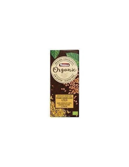 Chocolate negro con sésamo tostado-polen bio 100 gr Torras