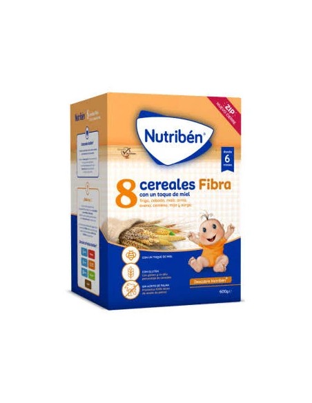 Nutriben 8 cereales miel fibra 600 gr Nutriben