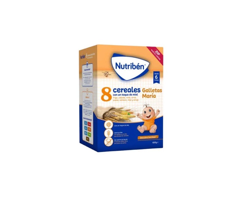 Nutribén 8 cereales miel galletas maría 600 gr Nutriben