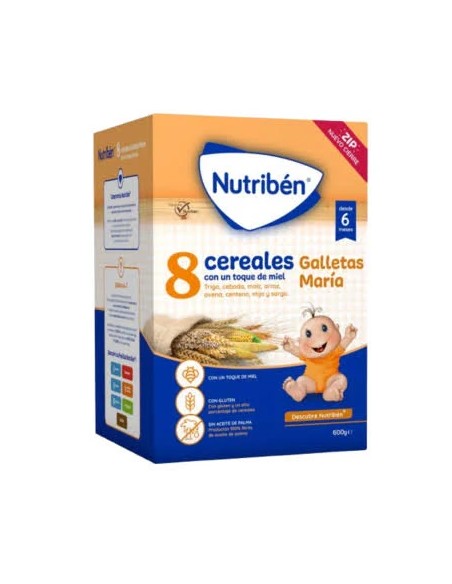 Nutribén 8 cereales miel galletas maría 600 gr Nutriben