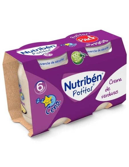 Nutriben puré-tarrito cena crema de verduras +6m 2 cap - 190 gr Nutriben