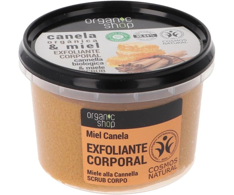 Exfoliante corporal rejuvenecedor canela-miel 250 gr Organic Shop