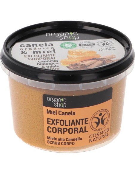 Exfoliante corporal rejuvenecedor canela-miel 250 gr Organic Shop