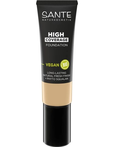 Maquillaje fluido alta cobertura 02 warm ivory 25 ml Sante
