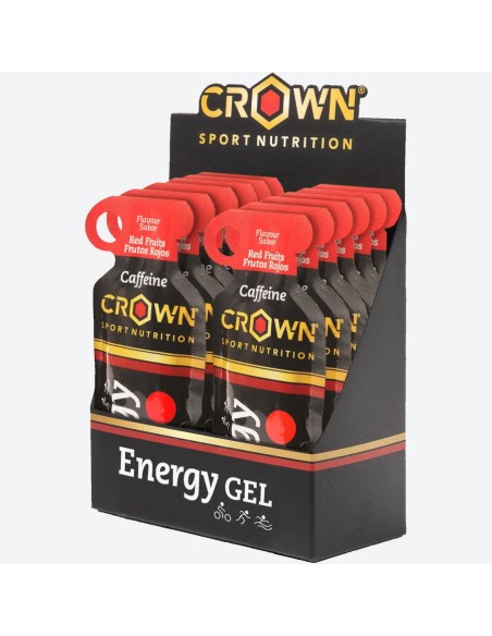 Energy gel frutos rojos + cafeína 12 cap - 40 gr Crown Sport Nutrition