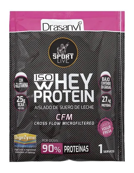 Whey proteína aislado yogur fresa sport live 30 gr Drasanvi