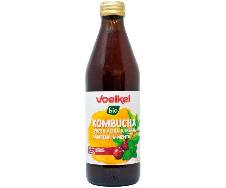 Kombucha cereza y menta bio 330 ml Voelkel