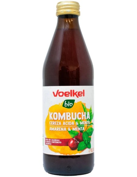 Kombucha cereza y menta bio 330 ml Voelkel
