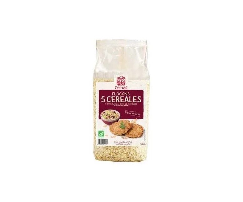 Copos 5 cereales bio 500 gr Celnat
