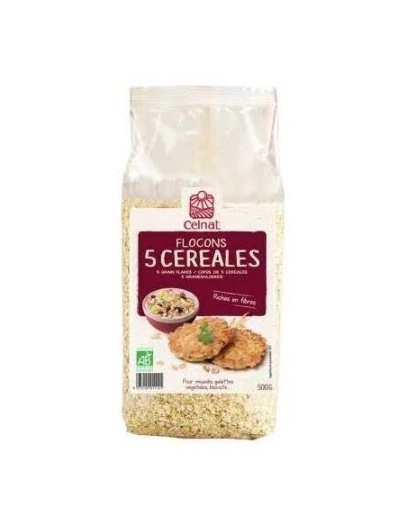 Copos 5 cereales bio 500 gr Celnat