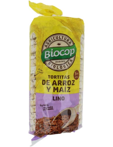 Tortitas de arroz, maíz y lino bio 200 gr Biocop