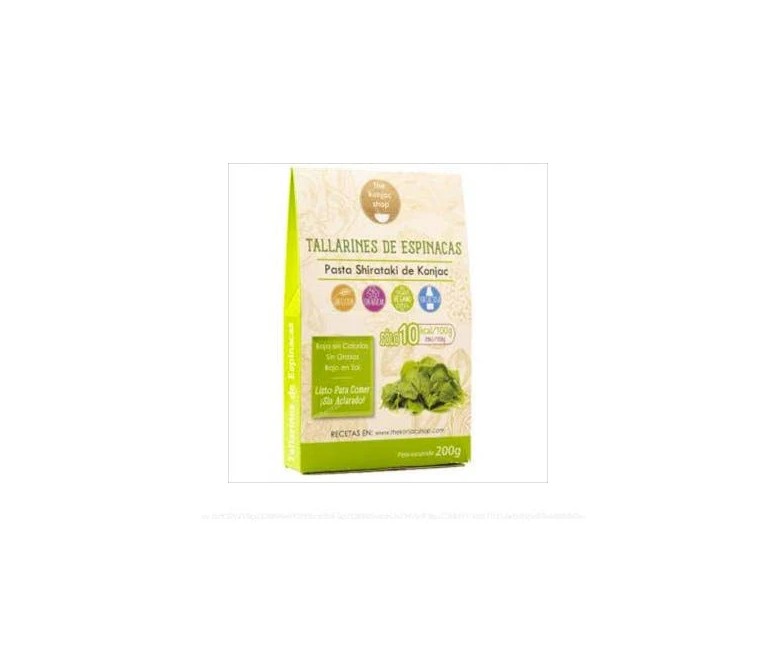 Tallarines de espinacas de konjac sg vegan 200 gr The Konjac Shop