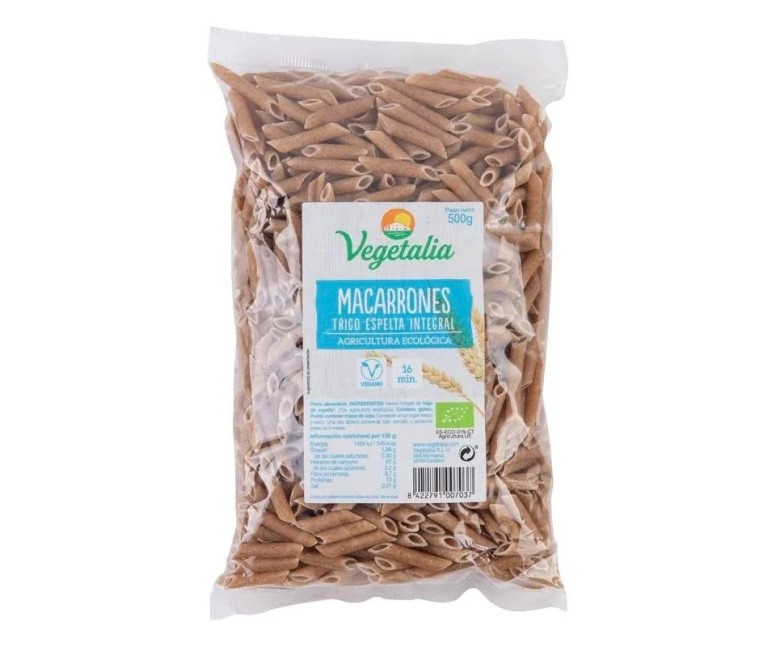 Macarrones de espelta integral bio 500 gr Vegetalia