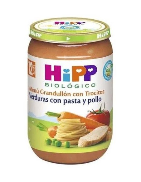 Puré-tarrito verduras con pasta y pollo bio 220 gr HiPP