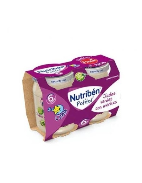 Nutribén puré-tarrito cena judía verde merluza 2 x 190 gr Nutriben